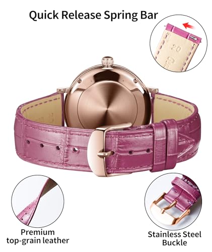 Image of BINLUN Leather Watch Band Genuine Calfskin Replacement Watch Strap Quick Release Crocodile Pattern 10 Colors 13 Sizes for Men Women(10mm,12mm,14mm,16mm,17mm,18mm,19mm,20mm,21mm,22mm,23mm,24mm)