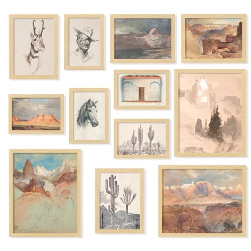 97 Decor Southwest Wall Art - Vintage Western Prints for Home, Rustic Southwestern Posters, Boho Desert Ranch Decor for Bedroom (UNFRAMED)
