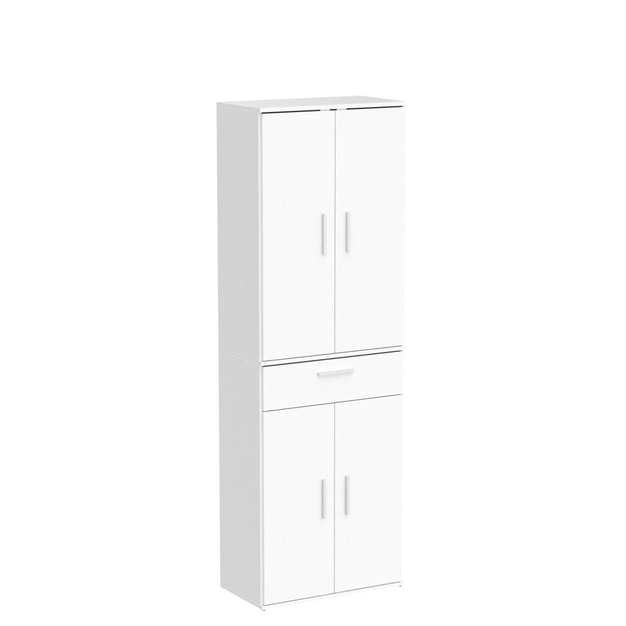 mokebo Mehrzweckschrank Büroschrank (60x180 cm) 'Der Praktische' Made in Germany aus Holz mit Schublade Aktenschrank auch als Schuhschrank Flurschrank Weiß