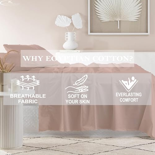 Image of 100% Cotton Premium King Size Bedsheet with 2 Pillow Covers | Ultra-Soft, Breathable, Hotel-Quality Fabric | Elegant Collection for Bedroom Decor (Cameo Rose Solid)