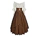 Mingyuezai Women Renaissance Costume Medieval Victorian High Waisted Button Skirt Set(XL,Z2880BNST)