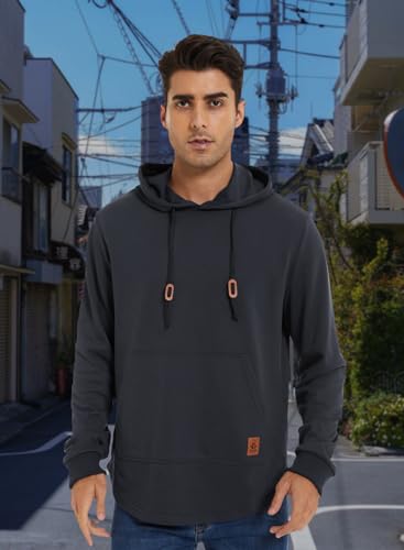 BAYAMO Mens Lightweight Hoodies Pullover Hipster Sweatshirts Long Sleeve Plain Hooded Shirt for Athletic Workout with Pocket2