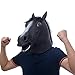 molezu Black Fur Mane Horse Head Mask, Halloween Novelty Deluxe Rubber Latex Animal Mask