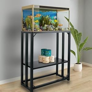 20 Gallon Fish Tank Stand – Aquarium Stand 20 Gallon, 24.8″ L x 13″ W Adjustable Reptile Tank Stand, Heavy Duty Metal Breeder Tank Stand for Accessories Storage