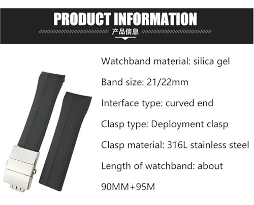 Bracelet de montre 21mm en caoutchouc de qualité supérieure pour montre de plongée - 6