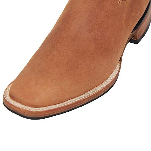 The Western Shops Men’s Short Ankle Square Toe Genuine Leather Cowboy Boot3