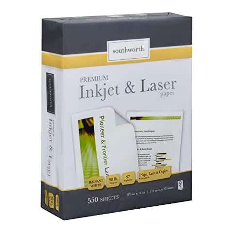 Southworth Inkjet & Laser Printer Paper, 8.5" x 11", 28 lb., Radiant White, 550 Sheets (91723-01) Cover