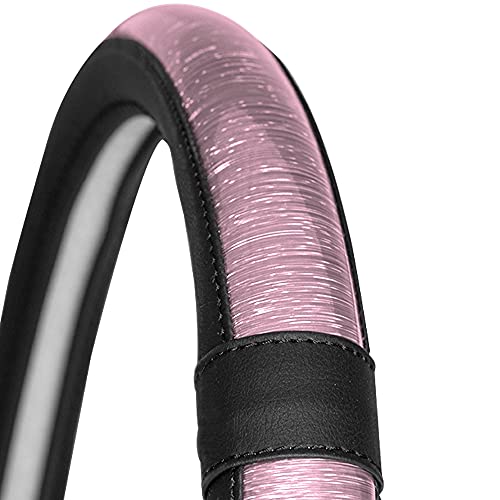 Fh Group Universal Fit Galaxy13 Metallic Striped Steering Wheel Cover Fits Most Cars, Suvs, Trucks, And Vans, Dual Material Anti-Slip Ultimate Protection Pink #TOP1