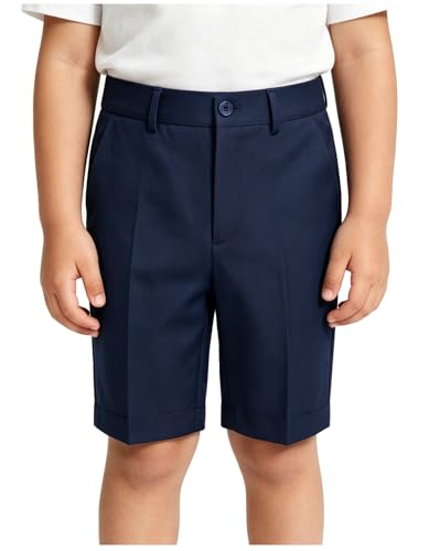 Image of Pink Shorts for Boys Flat Front Dress School Uniform Shorts Casual Travel Hiking Shorts Size 3T