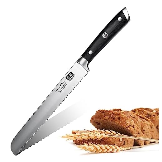 SHAN ZU Coltello per il Pane, Coltello per Affettare il Pane Seghettato da 8 Pollici con Acciaio Inossidabile Tedesco, Coltello da Cucina Ultra Affilato con Manico in Legno di Pakkwood