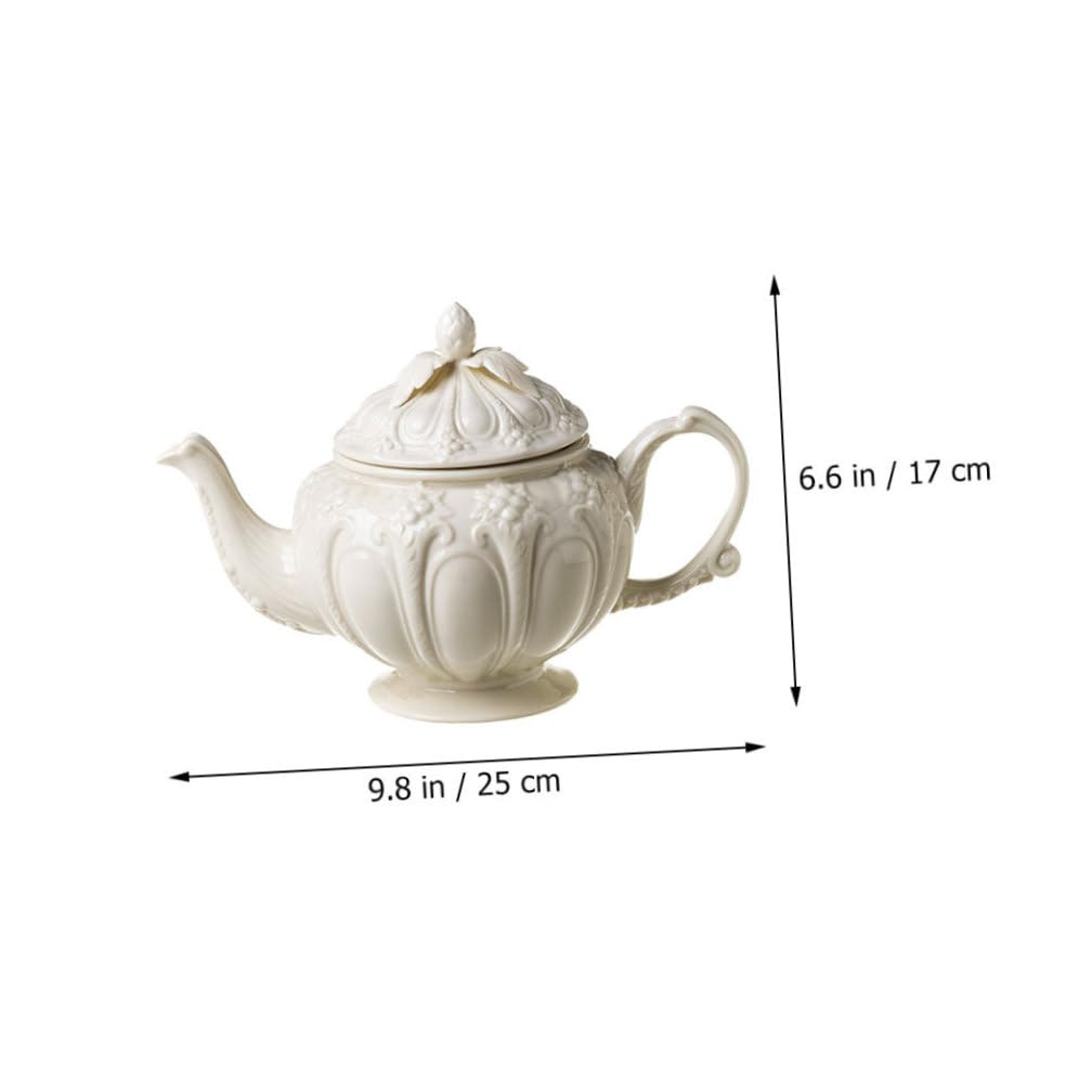 LABRIMP Ceramiczna Brytyjska Kawiarka z Wygodnym Uchwytem Odpornym Wysoką Temperaturę Styl Vintage z Tłoczonym Wzorem Idealna Do Parzenia Kawy i Herbaty Domu i Biurze