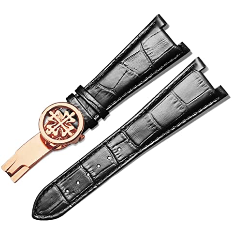 Bracelet montre Patek Philippe 5711 cuir véritable 25mm concave avec boucle pliante