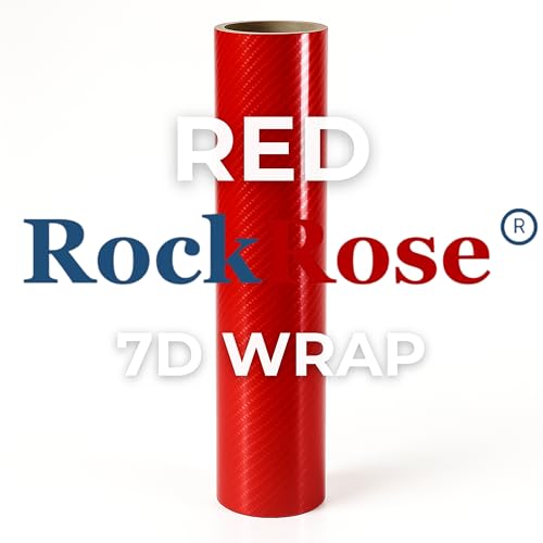 Image of RockRose Epoxy High Gloss 7D Red Carbon Fiber Vinyl Wrap, Anti-Wrinkle, Air Release Automotive Bubble Wrap, Self Adhesive Car Vinyl Sticker DIY Decals 3FT x 5FT