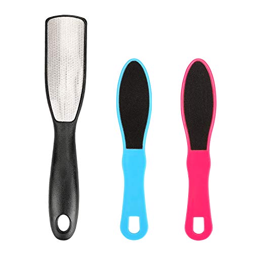 BFASU Foot Files Set of 3, Double-Sided Foot File & Stainless Steel Foot Rasp, Professional Pedicure Care Tool for Cracked Heels, Callus, Dead Skin Scrubber for Wet and Dry Feet