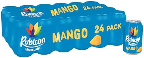 Rubicon Mango Sparkling Fruit Soft Drink, 24 Pack, 330ml Cans