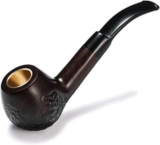 Cachimbos de tabaco masculinos vintage, cachimbo de madeira masculino portátil feito à mão curvo, conjunto de presente para cachimbo adulto pequeno para fumantes (Brown2 4,8 x 14,5 cm)