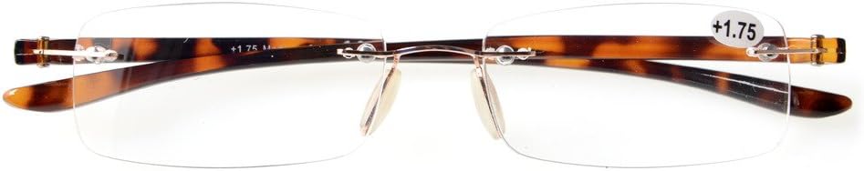 Eyekepper Small Lenes Rimless Reading Glasses Women - Frameless Reader Eyeglasses for Men Reading with Tortoise Arms +0.75 - Image 3