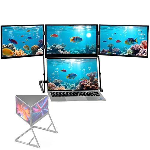 Image of 15.6 inch Triple Screen Financial Transactions Monitor,Work Efficiency Increased by 300%, Plug-Play Multi-Tasking Collaboration Screen Extender
