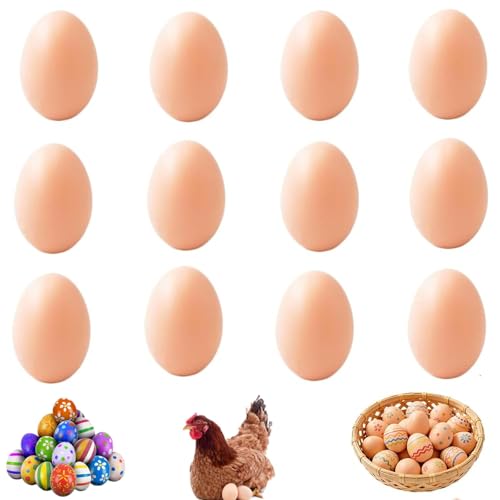 Fake Eggs 12 Pcs Artificial Plastic Eggs for Kids Easter Eggs for Kids Rubber Egg for Crafts Arts Imitation Dummy Eggs Helps Encourage Laying or Prevent Eating Eggs Craft and Home Decoration