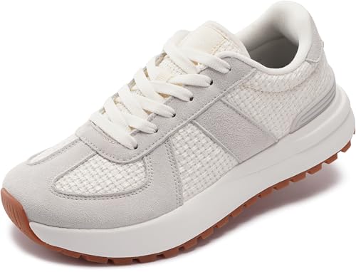 WHITIN Women's Wide Toe Box Cushioned Fashion Width Sneaker Size 8 Sport Walking Training Road Running Shoes Female 38.5 Light Grey