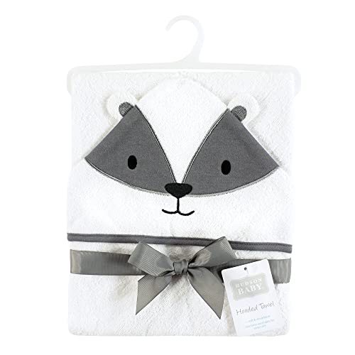 Image of Hudson Baby Unisex Baby Cotton Poly Animal Face Hooded Towel, Badger, One Size