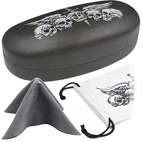 MyEyeglassCase Hard Sunglasses case - Women Glasses Case Holder - Large Durable Eyeglass Case Hard Shell with Pouch & Cloth