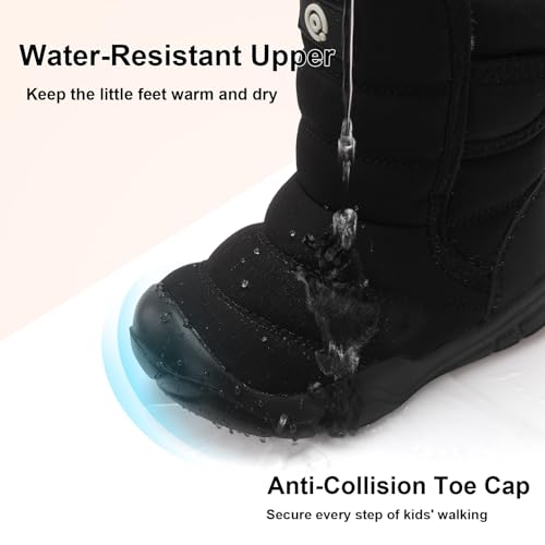 QFH Toddler Boys Girls Winter Warm Shoes Water-Resistant Comfy Non-Slip Snow Boots Cold Weather Insulated Outdoor Walking Shoe3