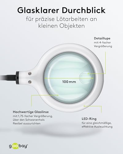 Aide à souder troisième main Goobay pour stabiliser les petits composants sous loupe lumineuse