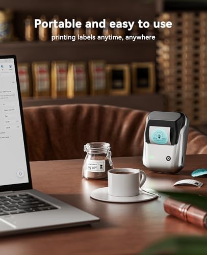 Image of NIIMBOT 2Inch Label Maker Machine with 3 Tape, B1 Portable Sticker Printer for Small Businesses, Clothing, Logo, Jar, Address, Compatible with Phones & PC, Silver Gray