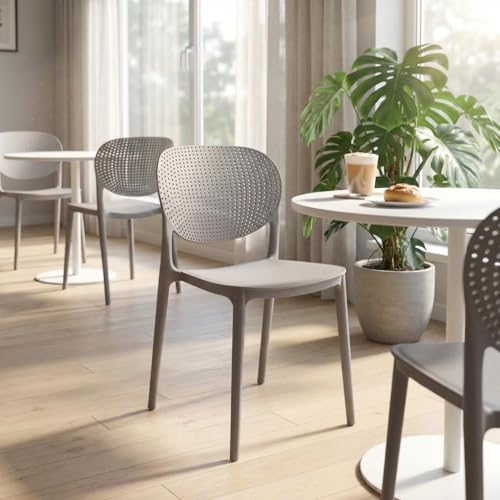 Image of INNOWIN Casper Stackable Arm Chair | Accent Chair for Living Room Home, Bedroom, Cafe and Hotels | 3- Year Warranty | Plastic | Grey