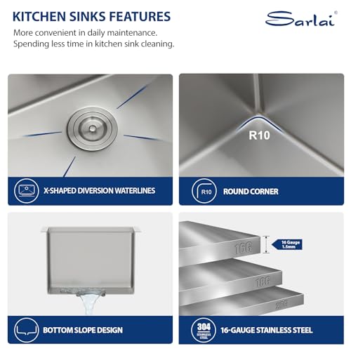 Image of Sarlai 14 Bar Sink Undermount 14 x 19 Inch Workstation Bar Prep Small Sinks