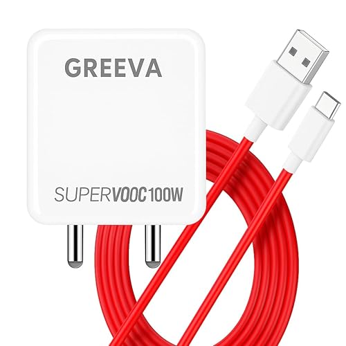 GREEVA 100W SUPERVOOC Fast Charger with Type-C Cable | 100w Charger Compatible with OnePlus, Oppo, Realme, Honor, Redmi, Xiaomi, Poco, iQOO & All Type-C Phones | Supports SuperVooc Charge GREEVA 100W SUPERVOOC Fast Charger with Type-C Cable | 100w Charger Compatible with OnePlus, Oppo, Realme, Honor, Redmi, Xiaomi, Poco, iQOO & All Type-C Phones | Supports SuperVooc Charge