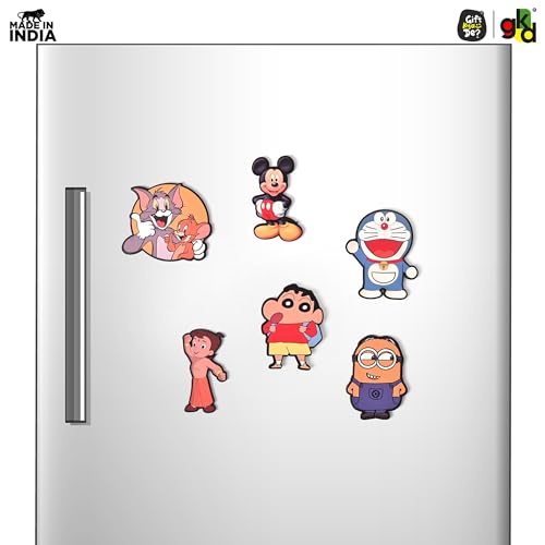 Image of GKD Wooden Fridge Magnet Set - Pack of 6 | Cartoon Fridge Magnets - Fun Refrigerator Magnets Featuring Popular Characters - Cute & Durable Fridge Decor for Kids & Adults Cartoons