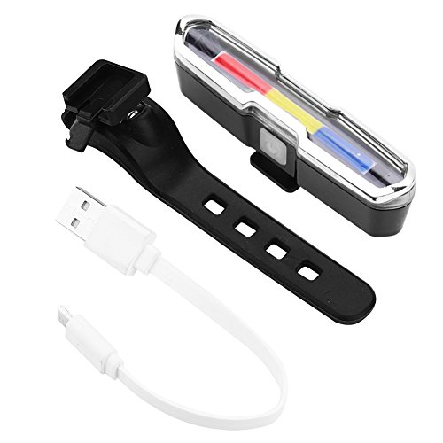 Luzes de polícia para bicicletas, luz traseira de bicicleta recarregável, luz traseira de aviso de bicicleta de montanha LED recarregável por USB (luz branca azul vermelha)
