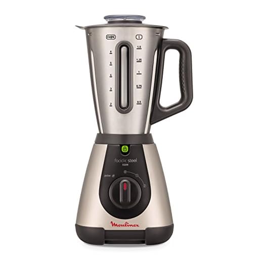 Moulinex LM320A10 Blender Mixeur Électrique Faciclic Steel Capacité 2L Smoothie Soupe Milkshake Fruits Légumes Glace Pilée 550W Bol Inox