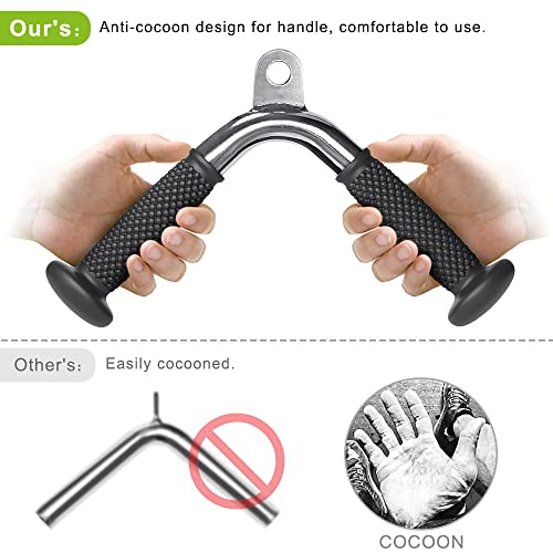 Kipika Tricep Pull Down Attachment, Cable Machine Accessories For Home Gym, Cable Machine Attachments Pulley System Gym, Rotating Straight Bar 18", Tricep Rope 36", V-Shaped Bar #TOP4