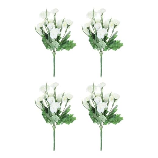 PATIKIL 5 Rama 10 Artificial Seda Hortensia, 4 Paquete Falso Claveles Flores Falso Decoración Ramo para Boda Hogar Oficina Decoración, Blanco