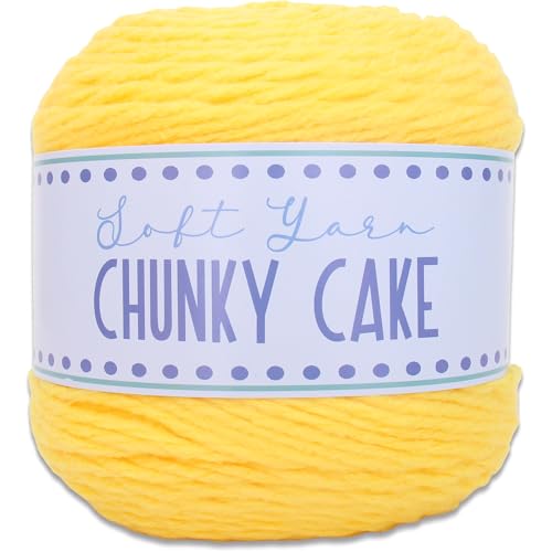 Image of ThreadArt Chunky Yarn Big Cake, 300g (316 Yards - Yellow 20 | Super Bulky #6 for Hand Knitting & Crocheting - 100% Soft Acrylic for Blanket Yarn