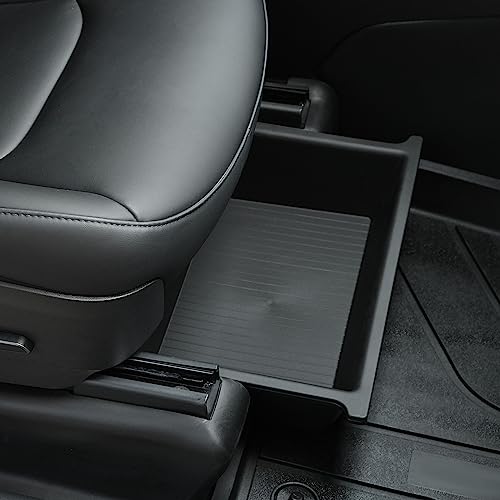 Jawjut Front Under-seat Storage Box compatible with Tesla Model y Model x, Waste Bin Accessory, ABS+TPE Double Hidden Design