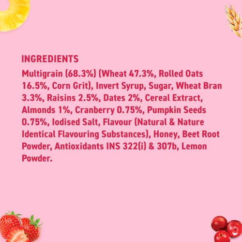 Image of Bagrry's Crunchy Nutty Fruity Muesli with Seed & Berries 425g | 78% Fruit, Nuts, Seeds & Multigrains | 99 Calories per serve | Rich in Fibre & Protein | No Artificial Preservatives or Colours | Breakfast Cereal