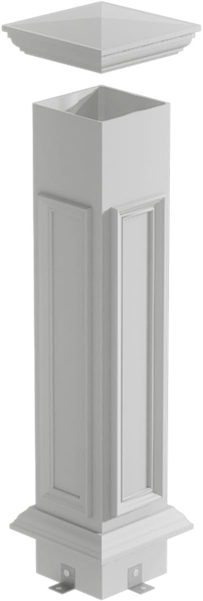 8"W x 40"H Corner Newel Post with Panel, Peaked Capital & Base Trim (Installation kit Included)