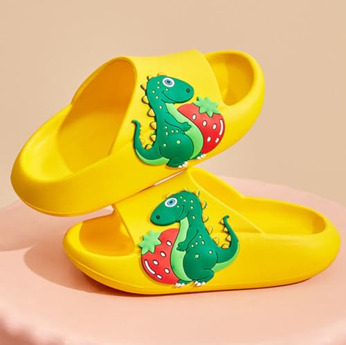 Cute Cartoon Design Kids Sandals Boys Toddler Girls Dinosaur Slippers Friendly Shoes for Beach Pool Shower Indoor and Outdoor Use(Little Kid 10.5-11.5(175mm), Yellow)3