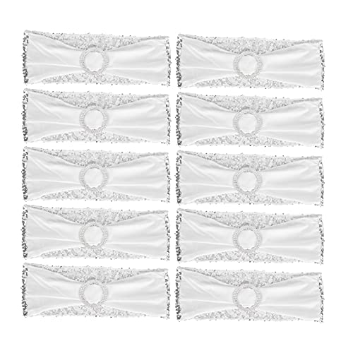 Dekaim Chair Sash Chair Sash Set for Wedding Party Banquet, 10Pcs Washable Elastic Chair Cover Bands, Decorative Chair Bows and Ties, Furniture Accessories