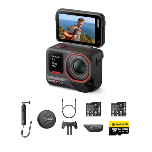 Image of Insta360 Ace Pro 2 Vlog Bundle Dual Battery No SD Card- 8K Waterproof Action Camera Co-Engineered with Leica, 1 /1.3 inch Sensor, Dual AI Chip, Leading Low Light, Superior Audio, Flip Screen