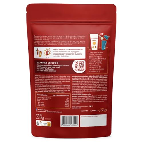 NUTRI & CO Pre-Workout en Poudre Qualité Prémium - Boisson Énergisante avec L-Citrulline KyowaQuality®, Bêta-Alanine Carnosyn® et Caféine - 220g goût Citron - Vegan - Fabriqué en France – Image 3