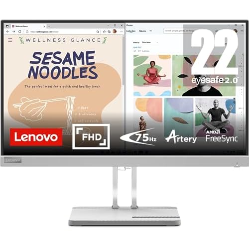 Lenovo L22e-40(G22215FL0) 22 inch PC Monitor | FHD, 1080p, 75Hz, IPS, 4ms, HDMI and VGA