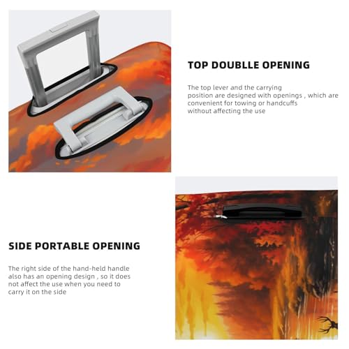 Forest River Sunset Deer Luggage Cover Elastic Travel Suitcase Covers, Anti Scratch Dust Proof Baggage Covers, Fits 25-28 inch Suitcases4