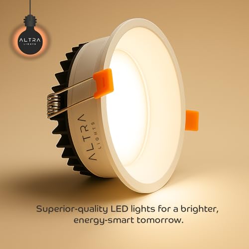 Image of 12W Deep Down LED Round Panel Light | Bright Modern Surface Ceiling Light for False Ceiling & POP Roof | Energy-Efficient Light | Cool White, White Aluminium Body | Pack of 8