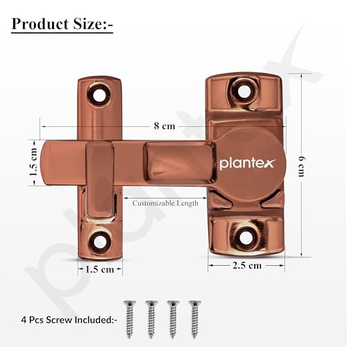 Image of Plantex Door Latch /Flip Latch Lock for Door /Latch for Bathroom /Balcony /Wardobe /Bedroom /Door Stopper for Home /Door Chitkani /Latch Lock for Door /Baby Latch - Pack of 4 (Rose Gold)