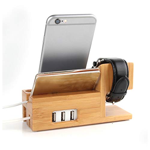 VILLCASE Suporte para Telefone de Madeira Suporte para Dock de Carregamento de Mesa Relógio para Est